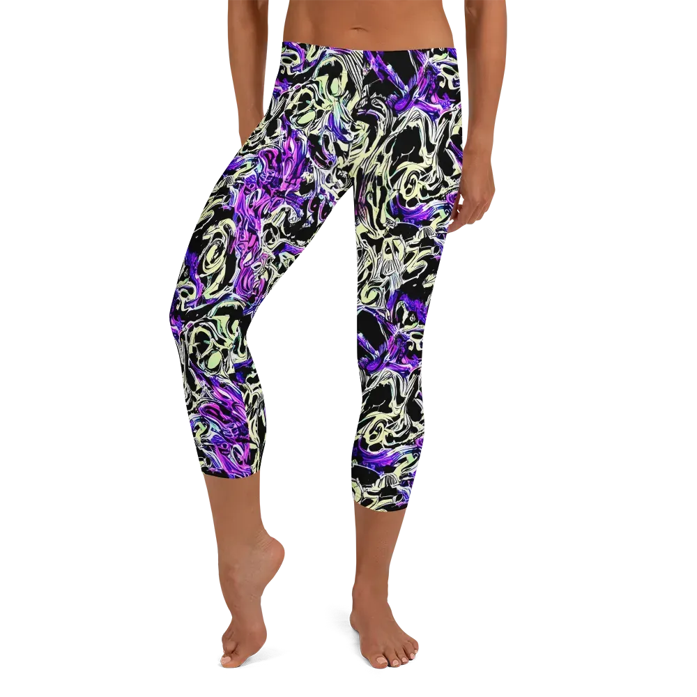 Neon Noir on Capri Leggings — Front