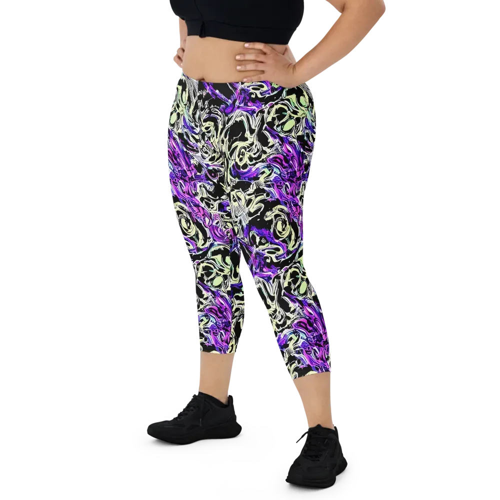 Neon Noir on Capri Leggings — Front