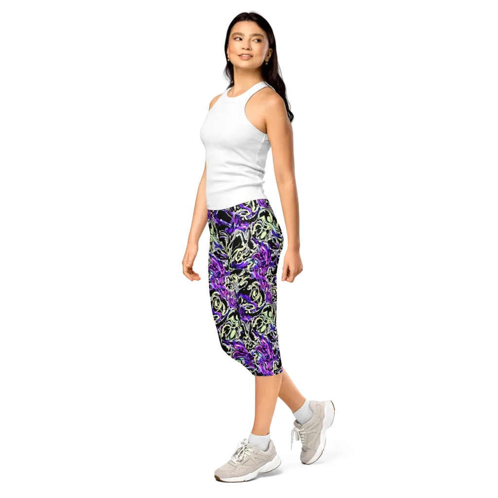 Neon Noir on Capri Leggings — Left Front