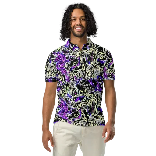 Neon Noir on a Men's Slim Fit Polo Shirt