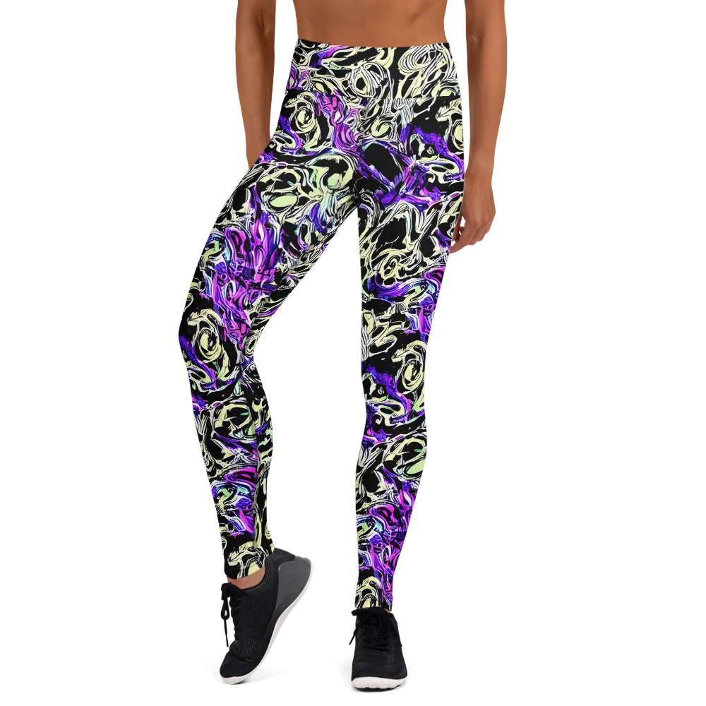 Neon Noir on Yoga Leggings — Front