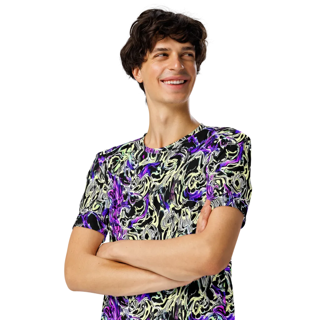 Neon Noir on Men's Crew Neck T-Shirt — Left Front