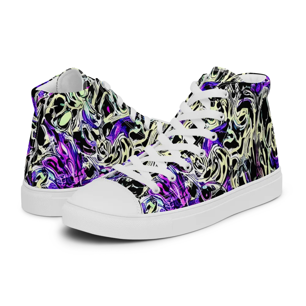 Neon Noir on Men's High Top Canvas Shoes — Left