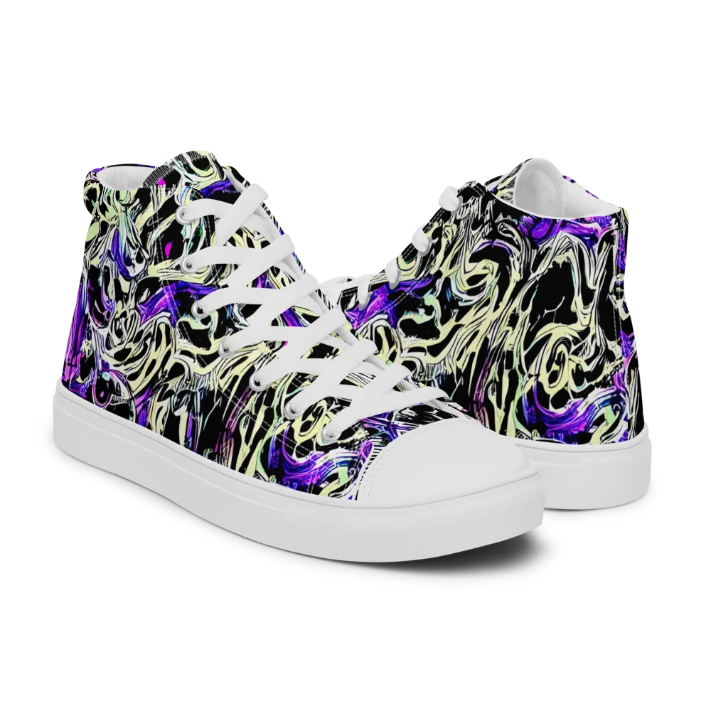 Neon Noir on Men's High Top Canvas Shoes — Right