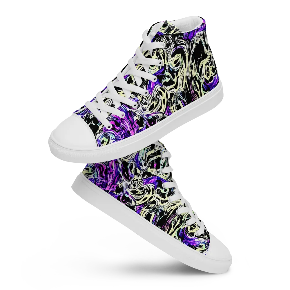 Neon Noir on Men's High Top Canvas Shoes — Front