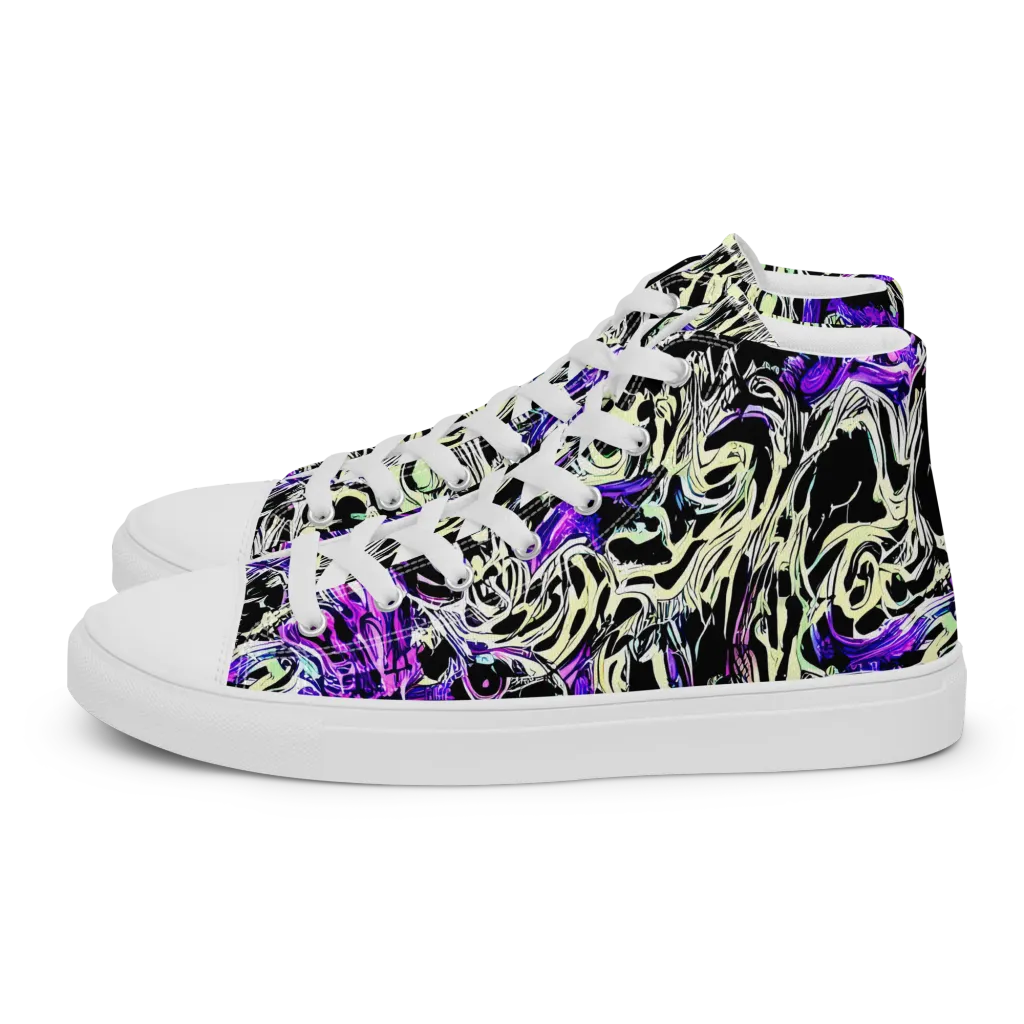 Neon Noir on Women's High Top Canvas Shoes — Left