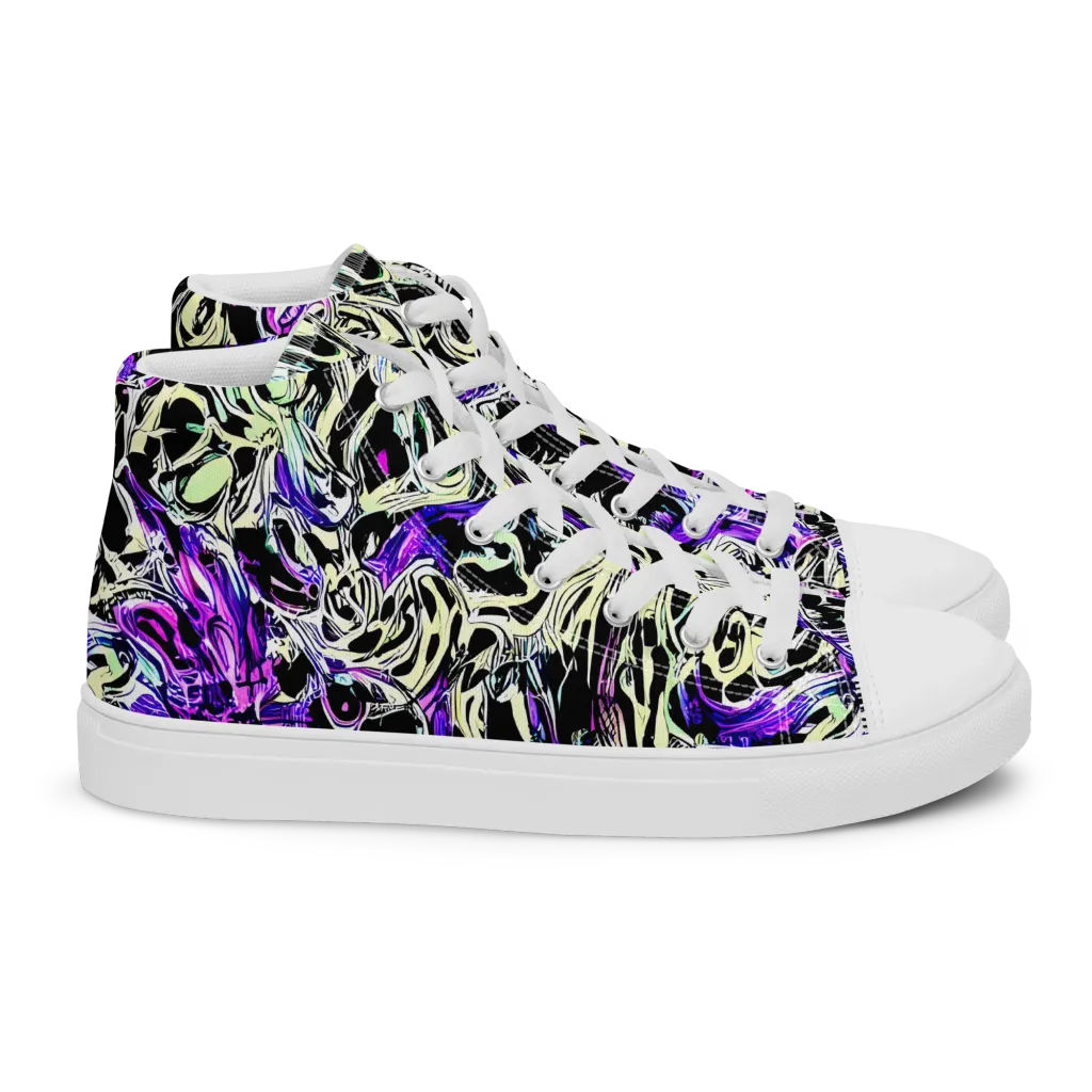 Neon Noir on Women's High Top Canvas Shoes — Right