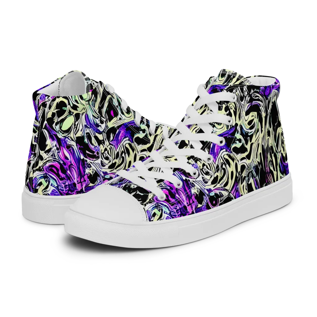 Neon Noir on Women's High Top Canvas Shoes — Left