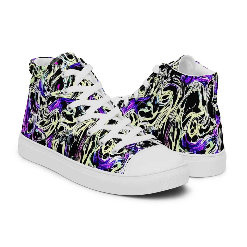 Neon Noir on Women's High Top Canvas Shoes — Right