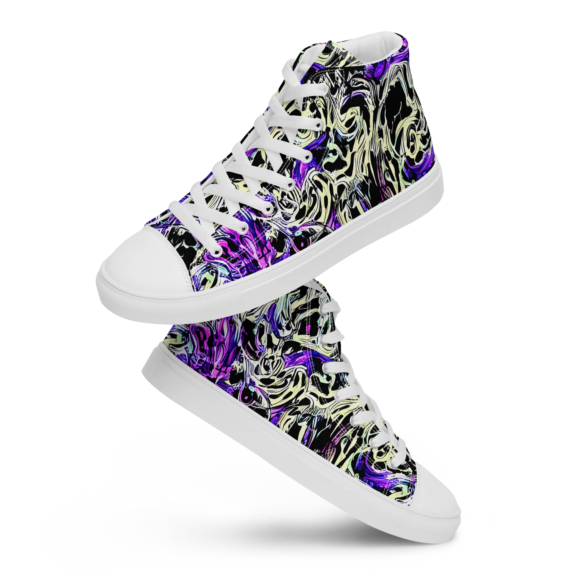 Neon Noir on Women's High Top Canvas Shoes — Front