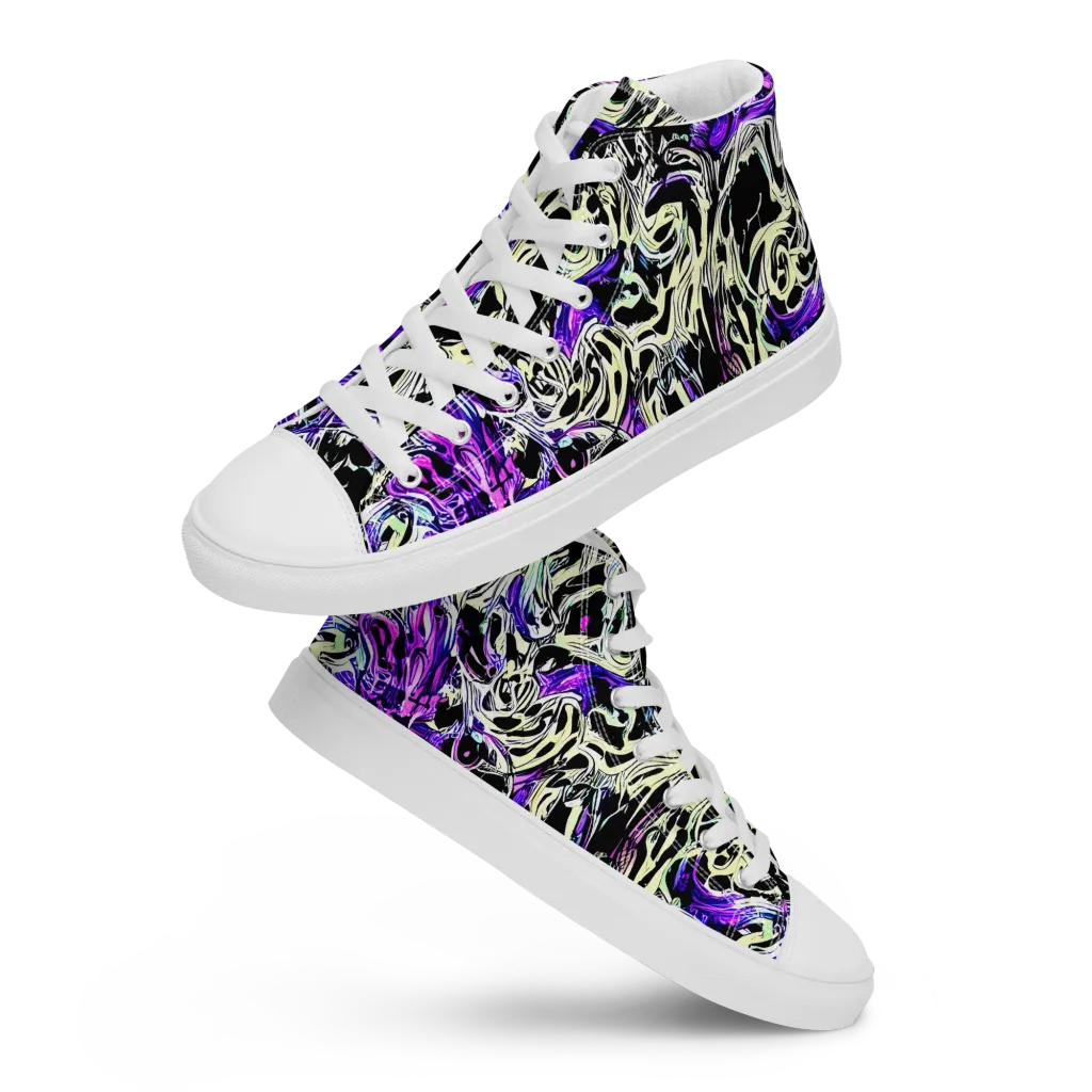Neon Noir on Women's High Top Canvas Shoes — Front