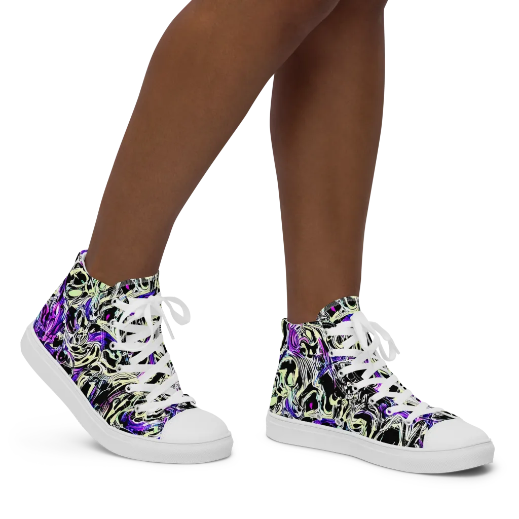 Neon Noir on Women's High Top Canvas Shoes — Right