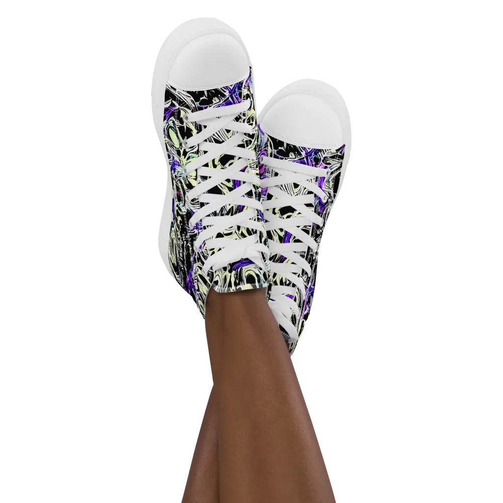 Neon Noir on Women's High Top Canvas Shoes — Front