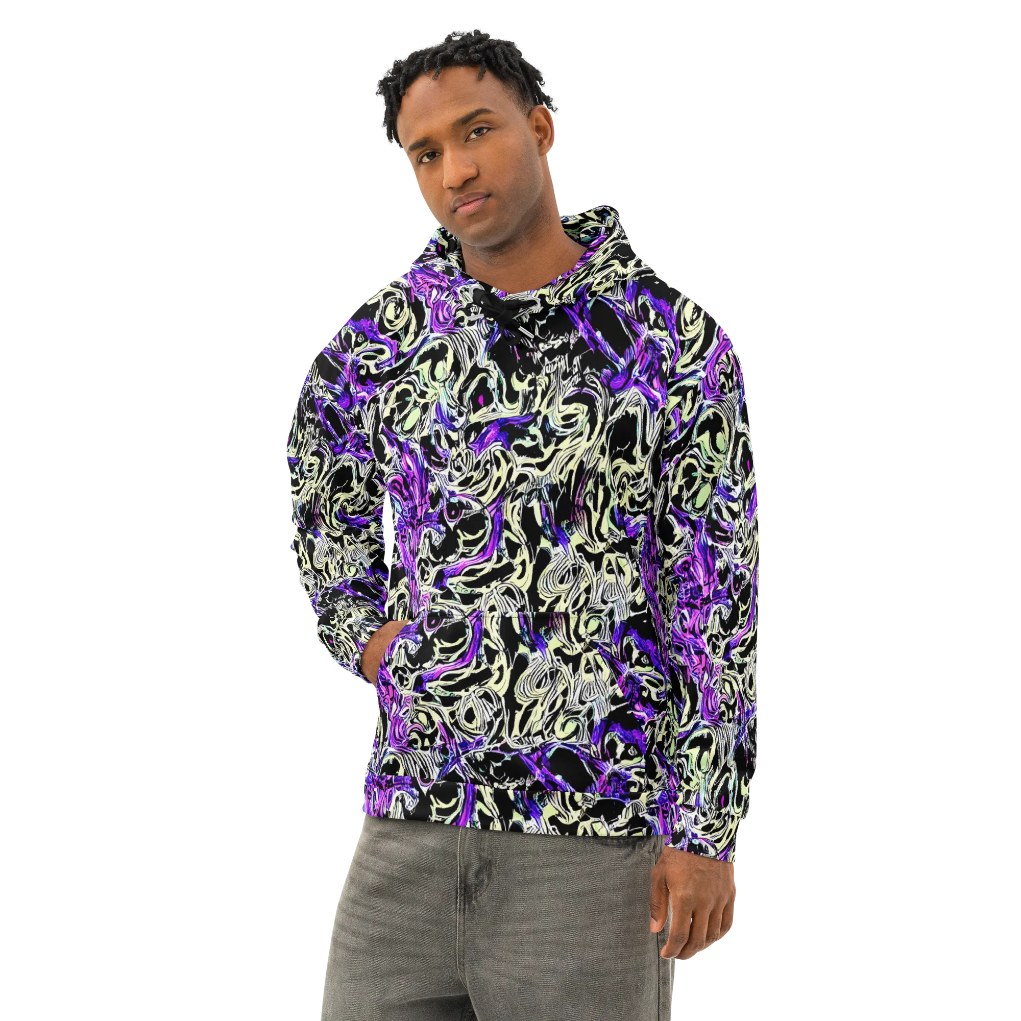 Neon Noir on Cotton Hoodie — Left Front