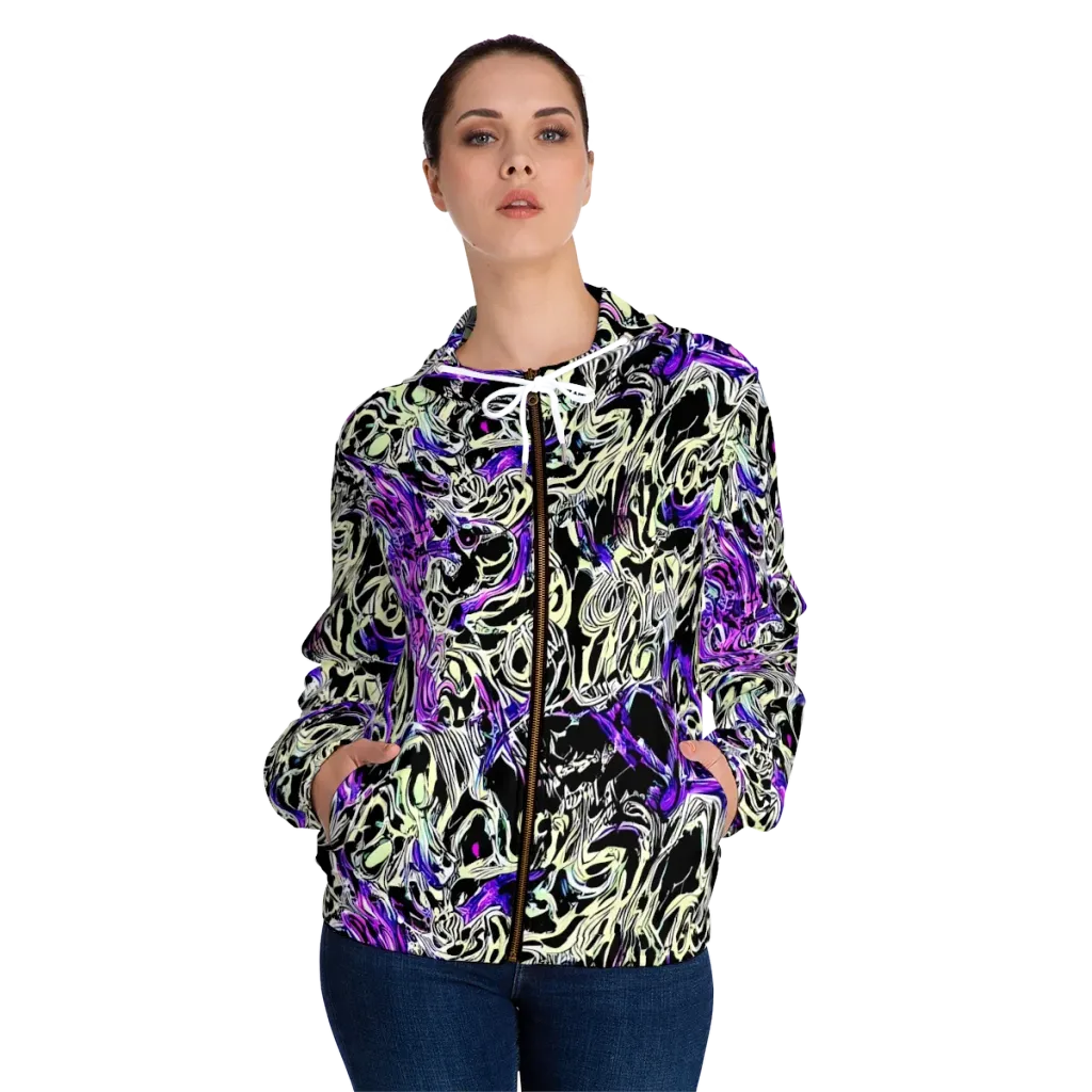 Neon Noir on Women's Full-Zip Hoodie — Front On Person
