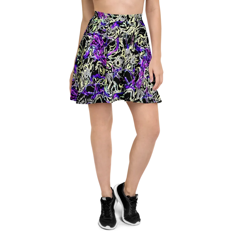 Neon Noir on Skater Skirt — Front