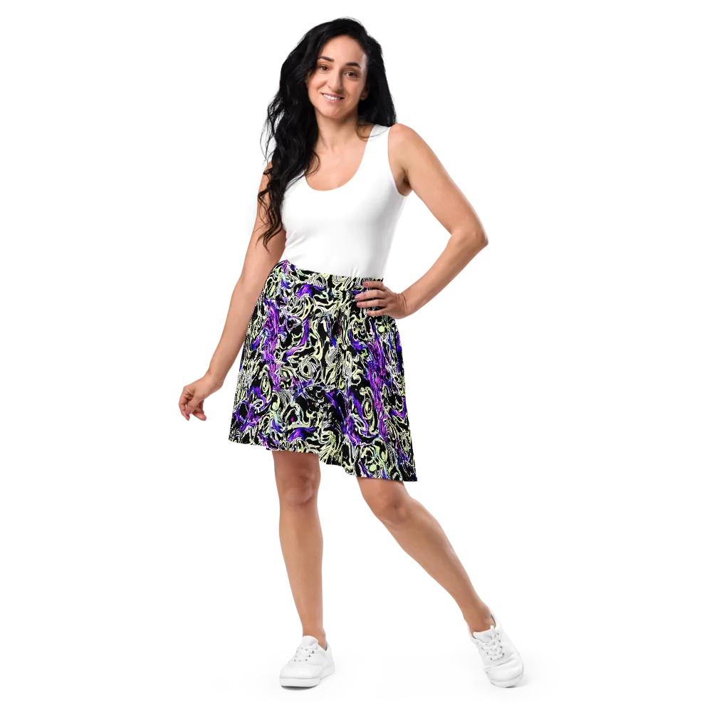 Neon Noir on Skater Skirt — Front