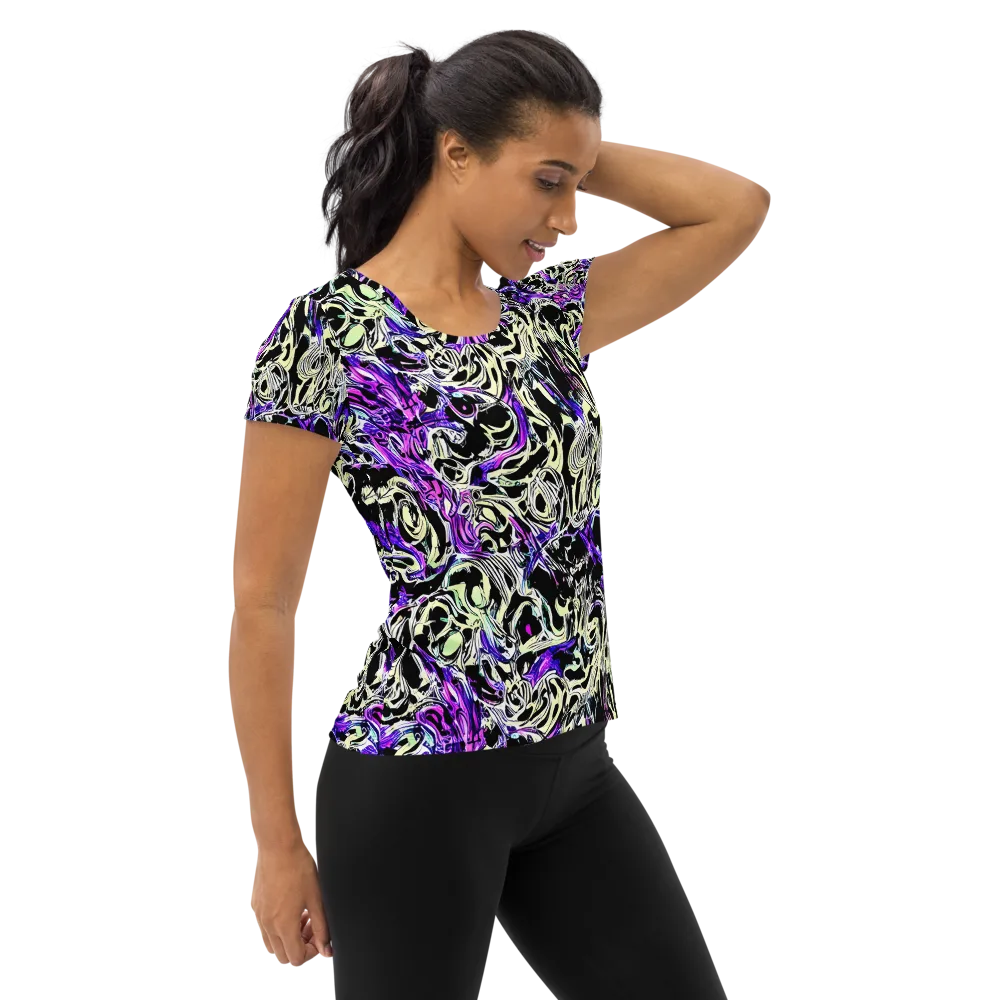 Neon Noir on Women's Athletic T-Shirt — Right