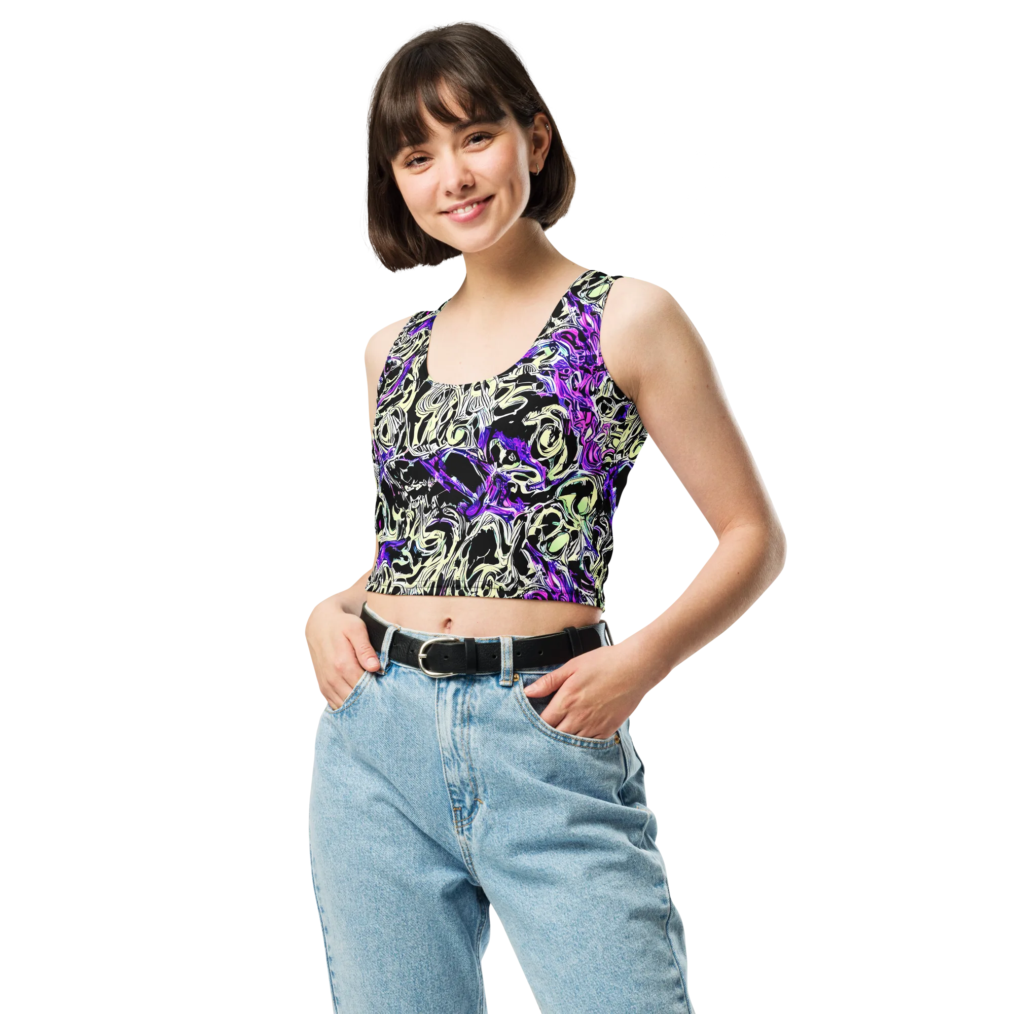 Neon Noir on Crop Top — Front