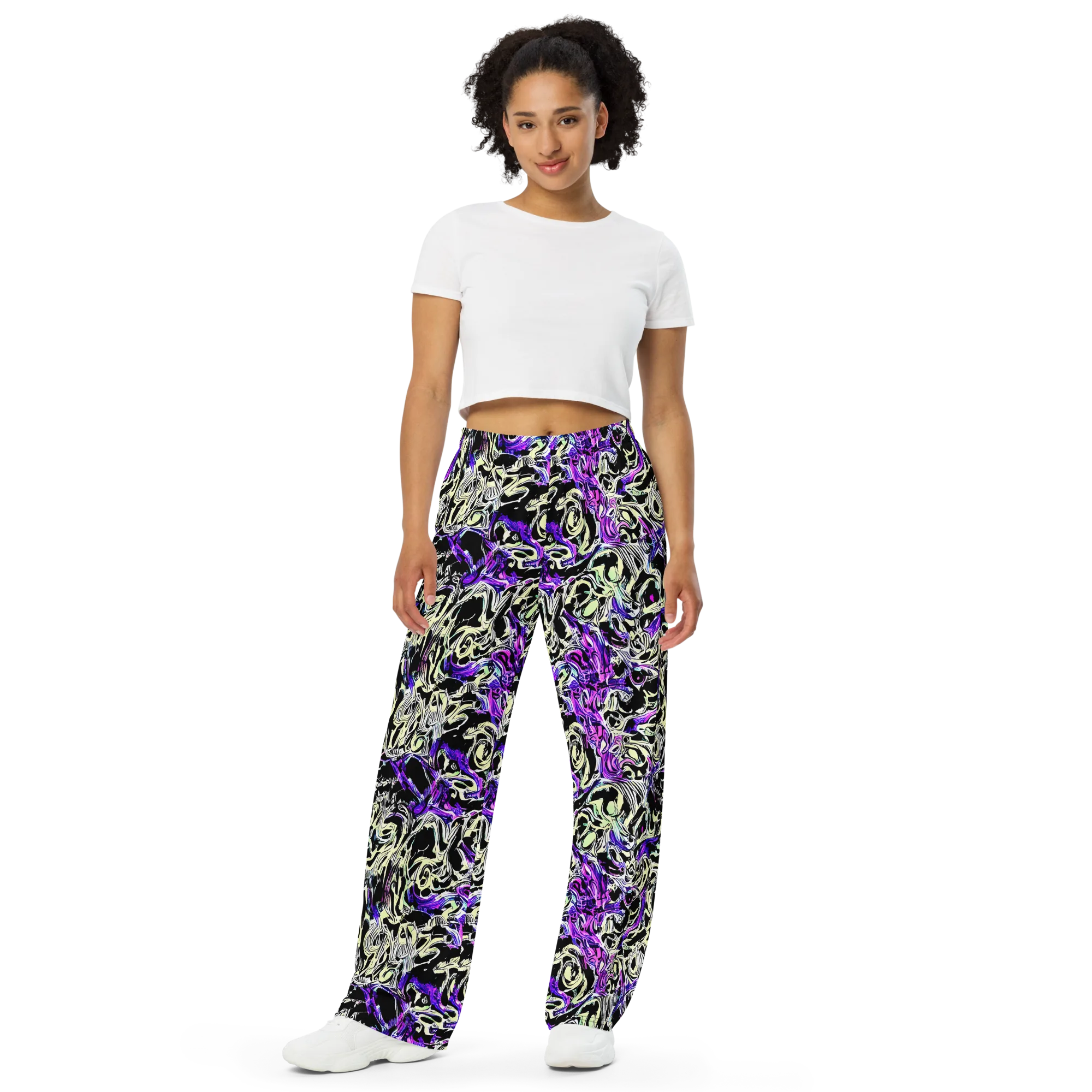 Neon Noir on Wide-Leg Pants — Front
