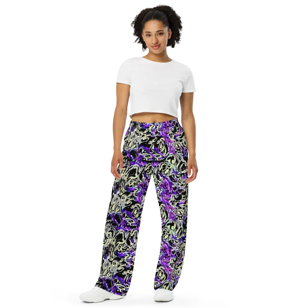 Neon Noir on Wide-Leg Pants — Front