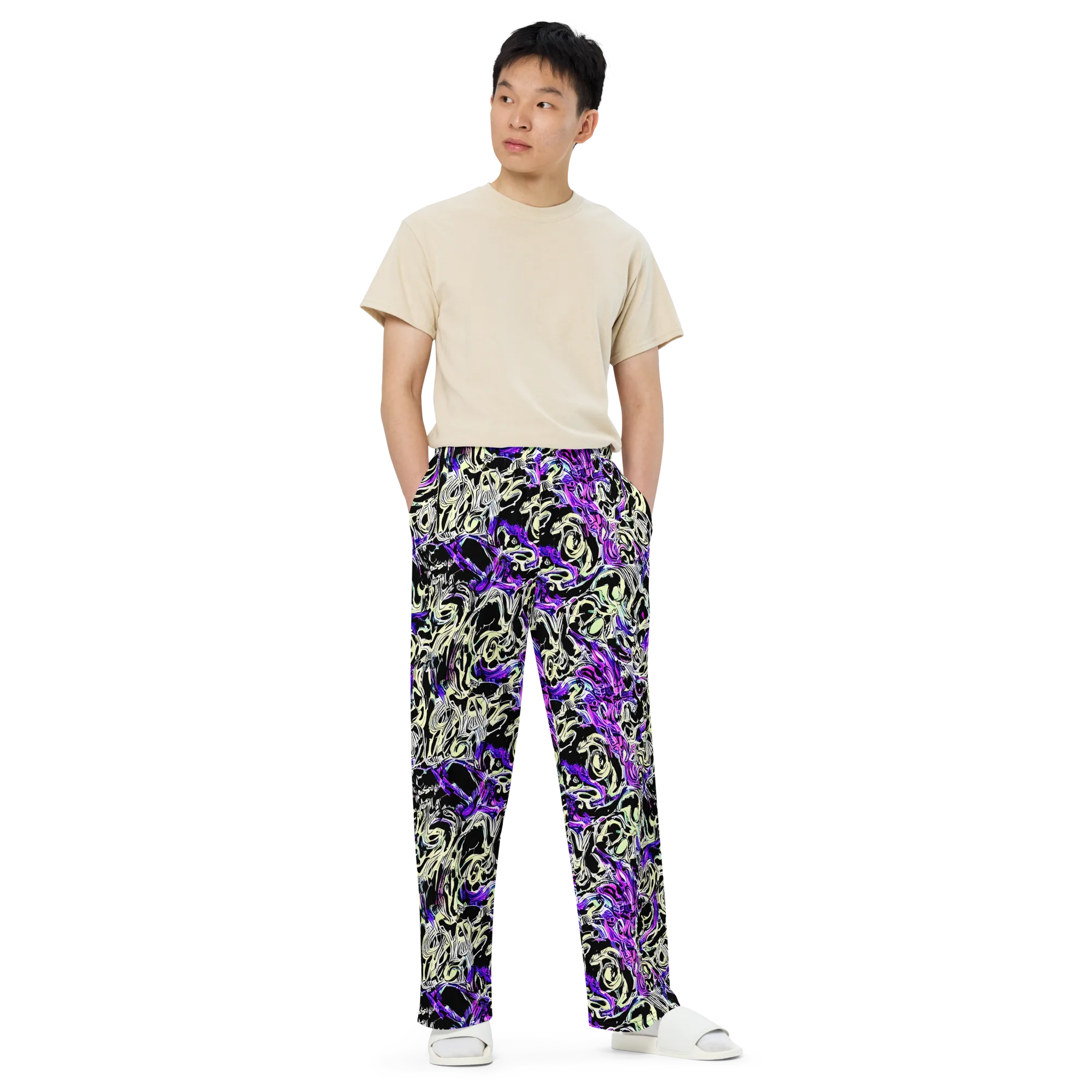 Neon Noir on Wide-Leg Pants — Front