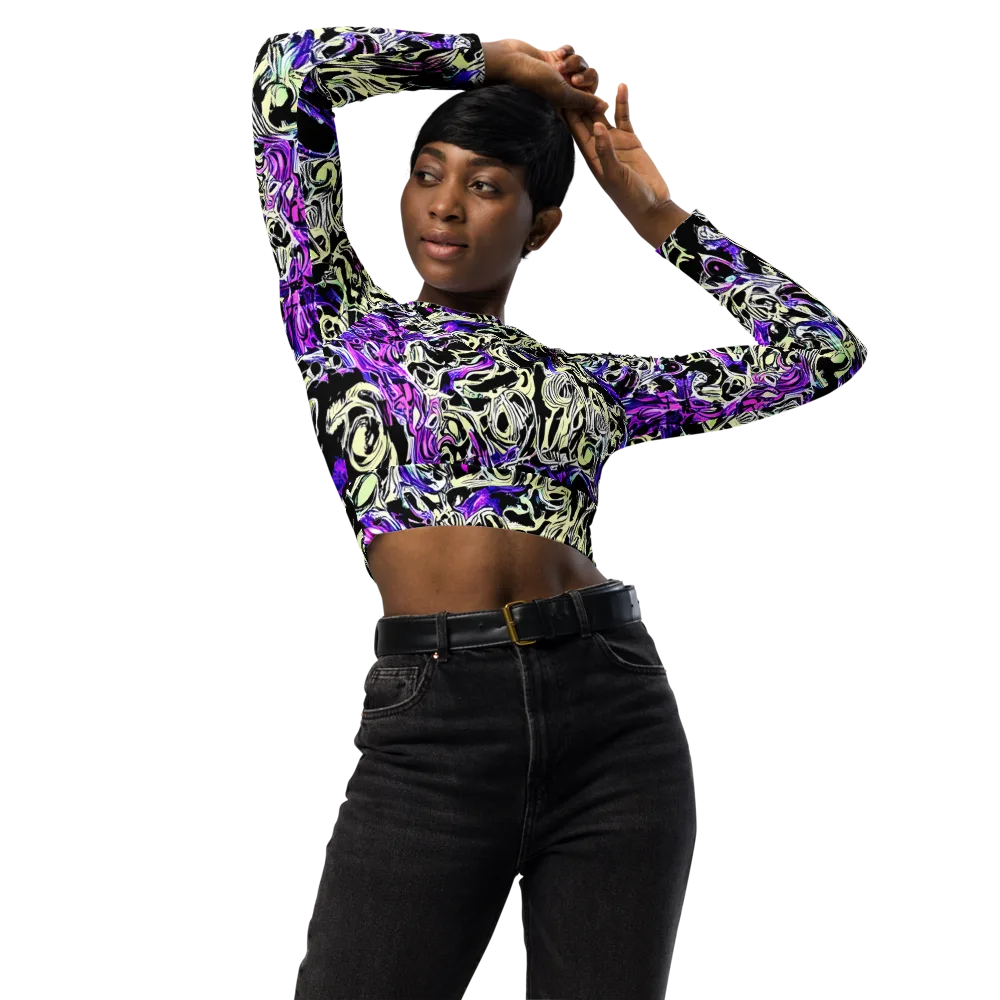 Neon Noir on Long Sleeve Crop Top — Front
