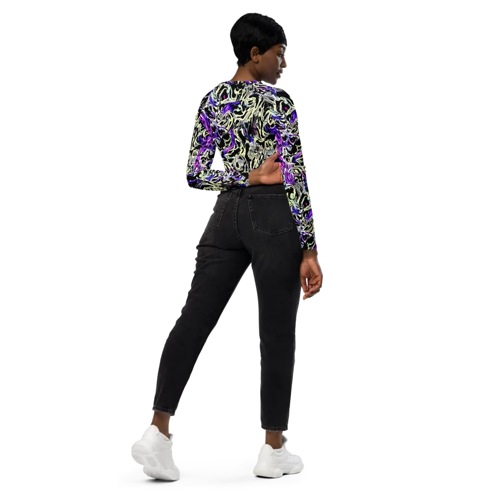 Neon Noir on Long Sleeve Crop Top — Right Back
