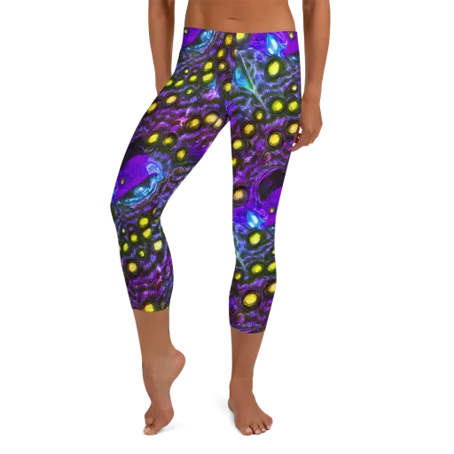 Neon Night Garden on a Capri Leggings