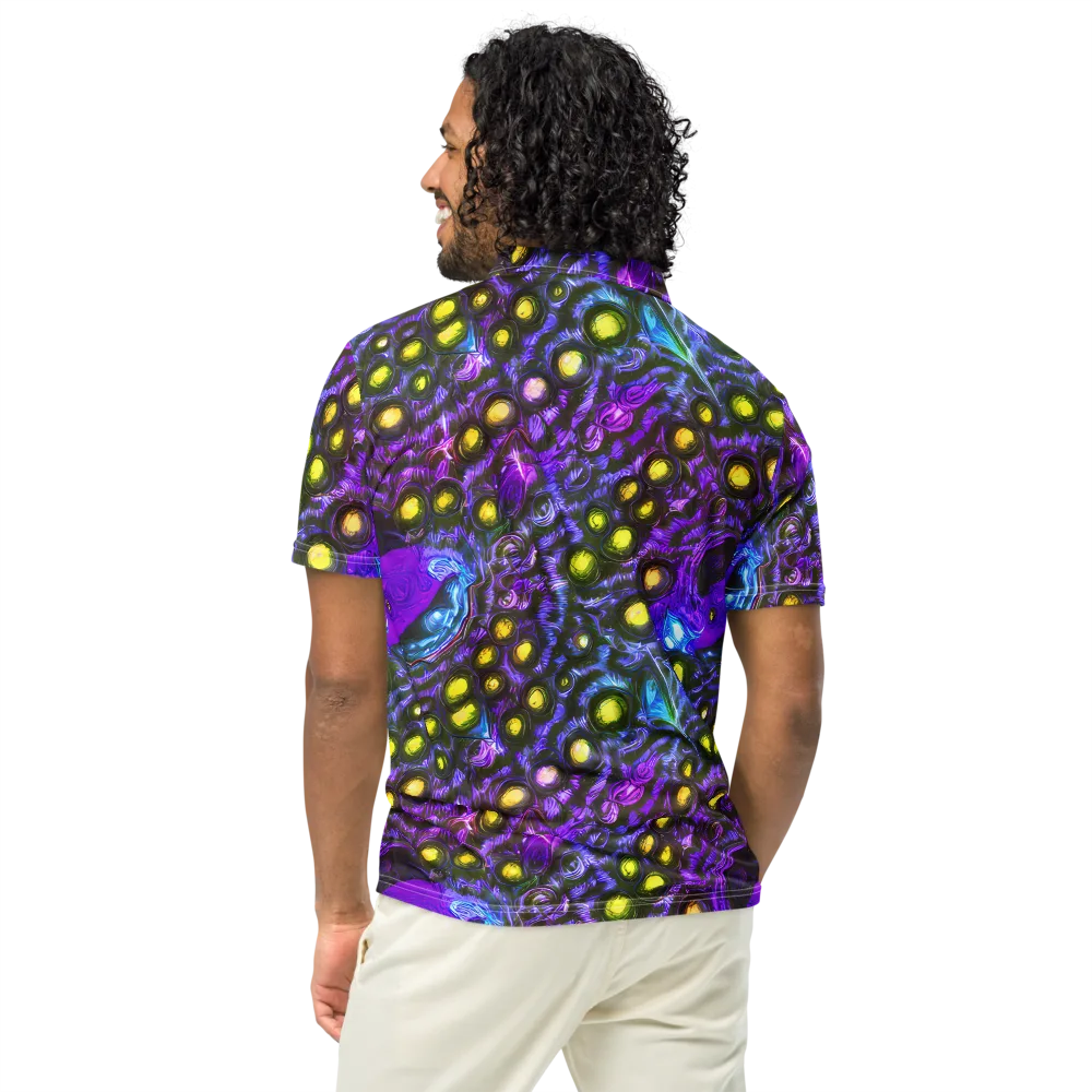 Neon Night Garden on Men's Slim Fit Polo Shirt — Back