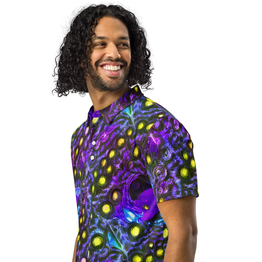 Neon Night Garden on Men's Slim Fit Polo Shirt — Left Front