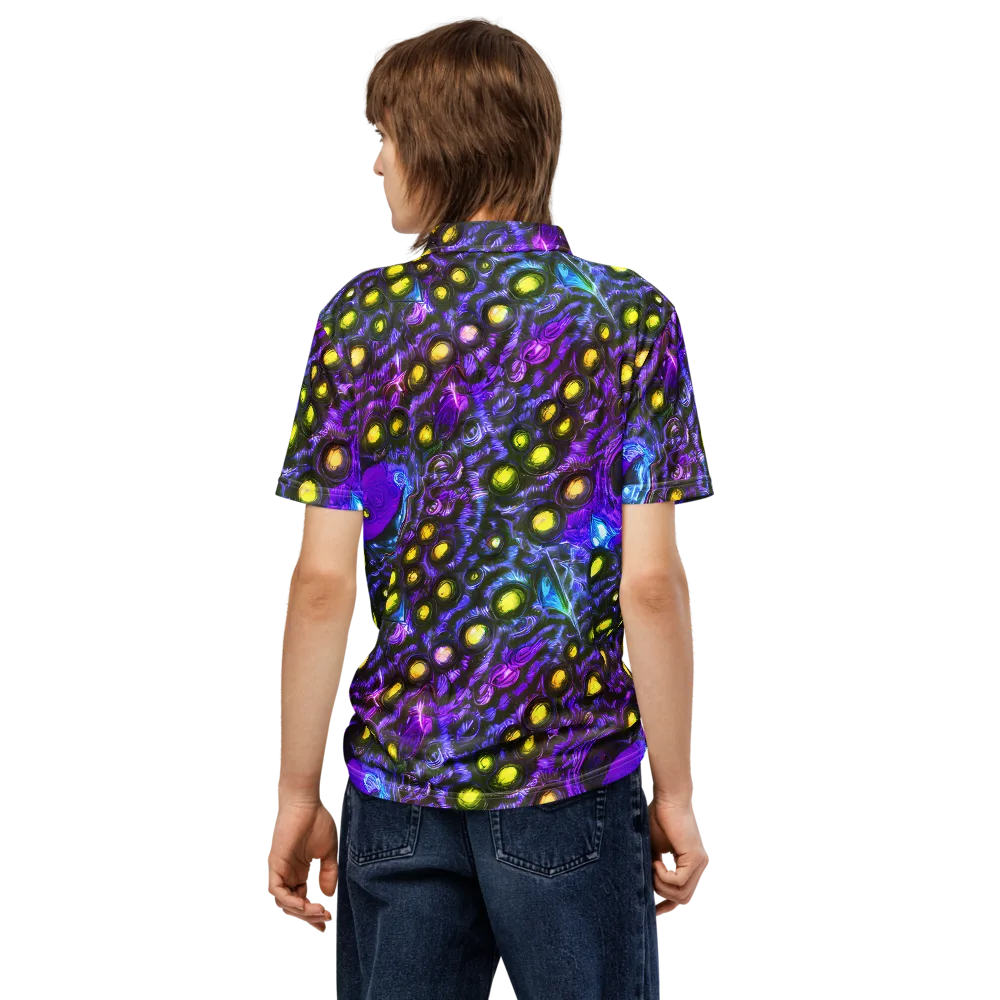 Neon Night Garden on Men's Slim Fit Polo Shirt — Back