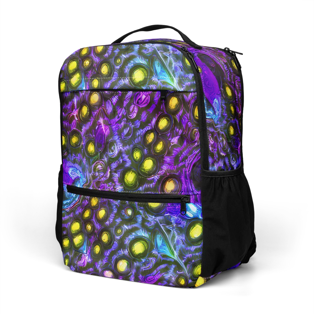 Neon Night Garden on Utility Backpack — Left Front