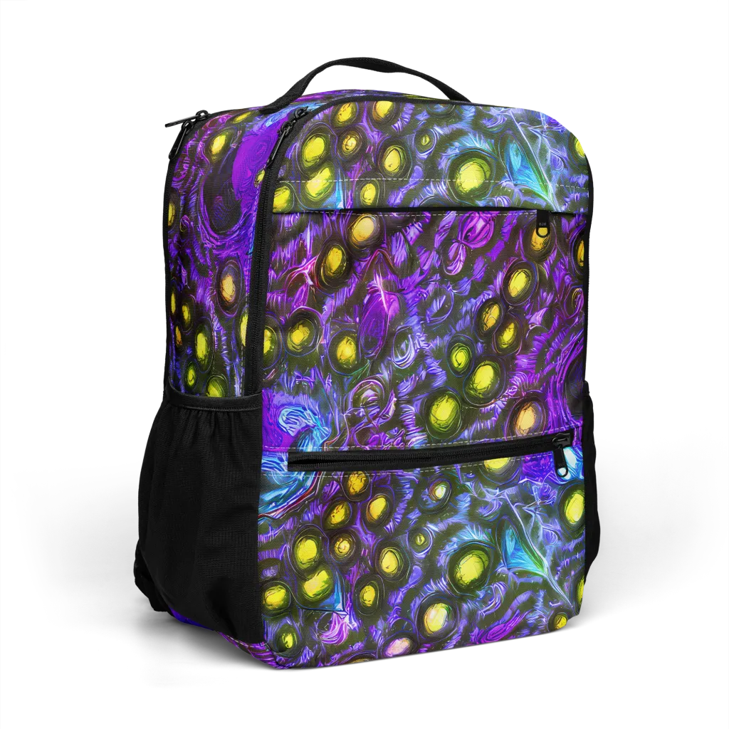 Neon Night Garden on Utility Backpack — Right Front