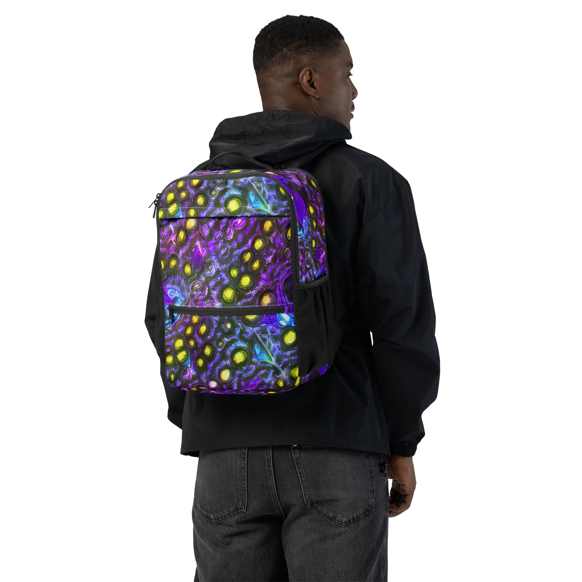 Neon Night Garden on Utility Backpack — Back