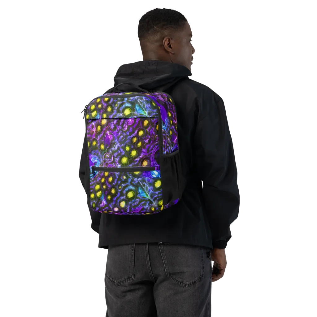 Neon Night Garden on Utility Backpack — Back