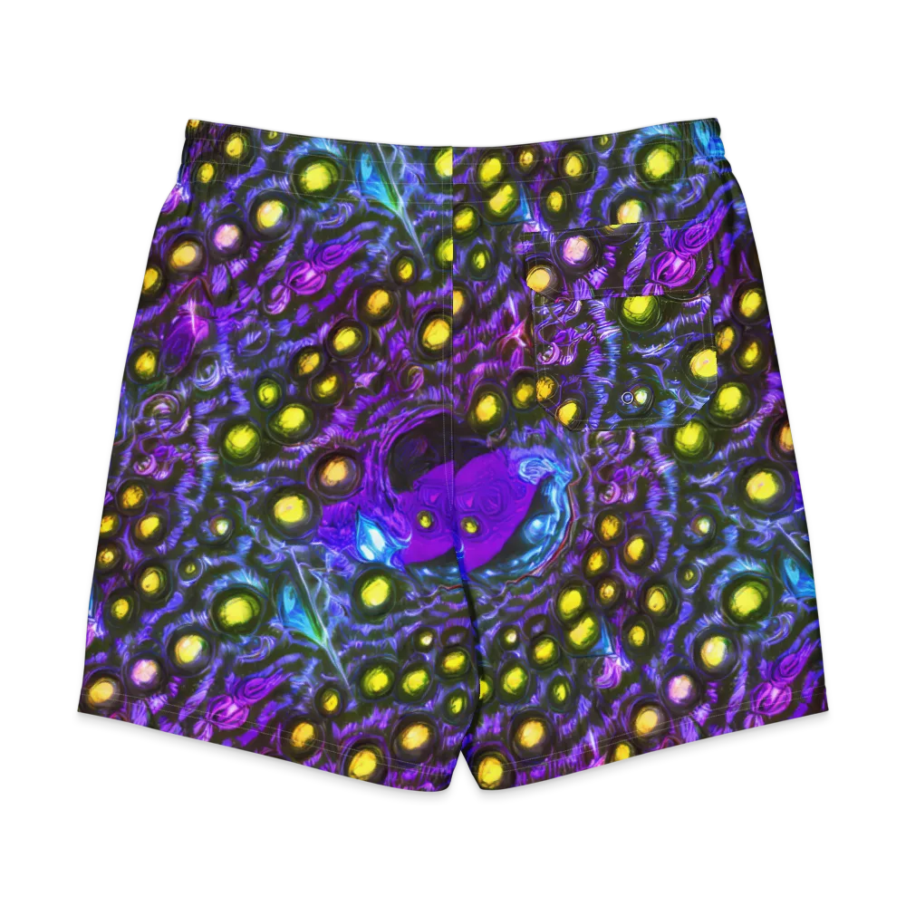 Neon Night Garden on Men's Board Shorts — Back