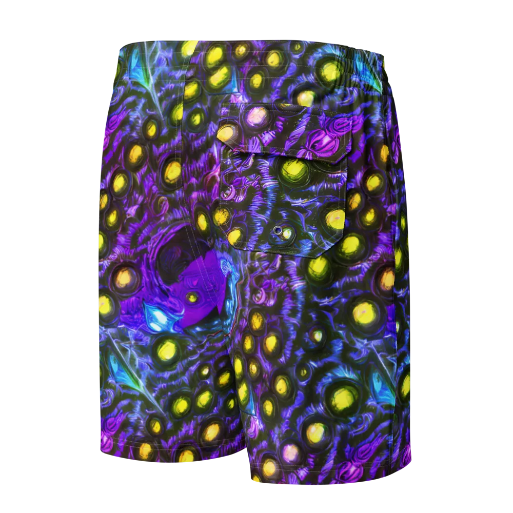 Neon Night Garden on Men's Board Shorts — Back