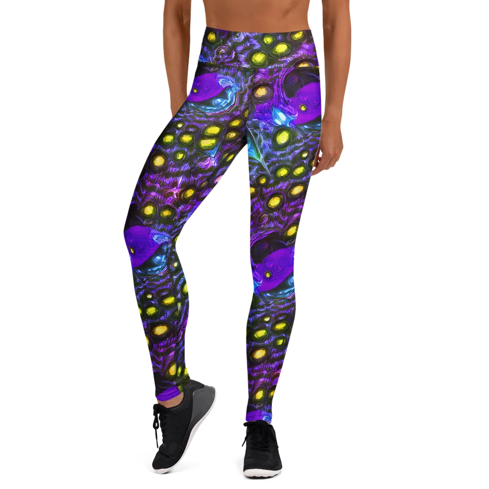 Neon Night Garden on Yoga Leggings — Front