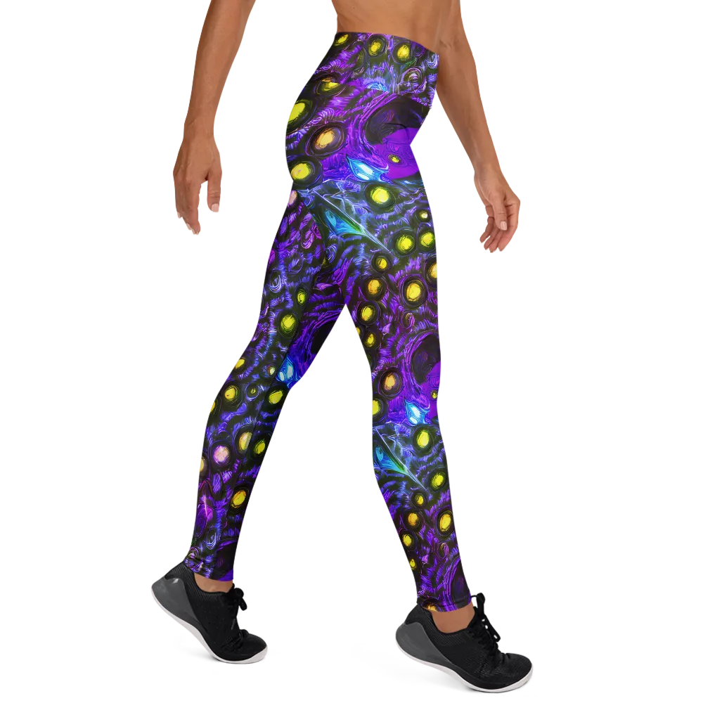 Neon Night Garden on Yoga Leggings — Right