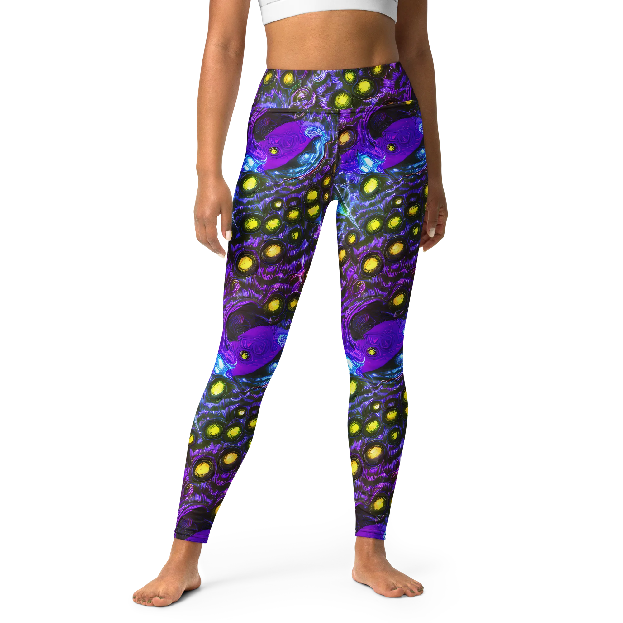 Neon Night Garden on Yoga Leggings — Front