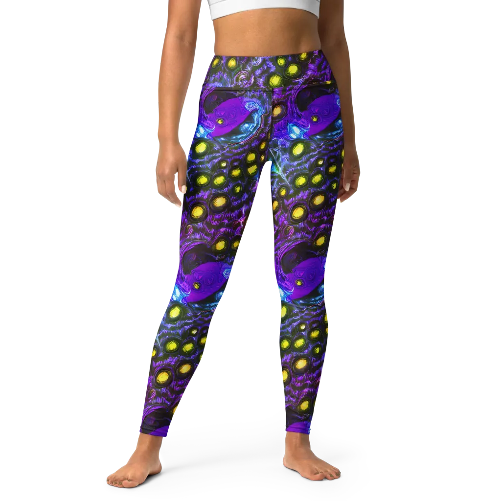 Neon Night Garden on Yoga Leggings — Front