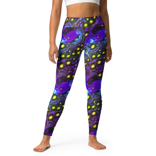 Neon Night Garden on a Yoga Leggings