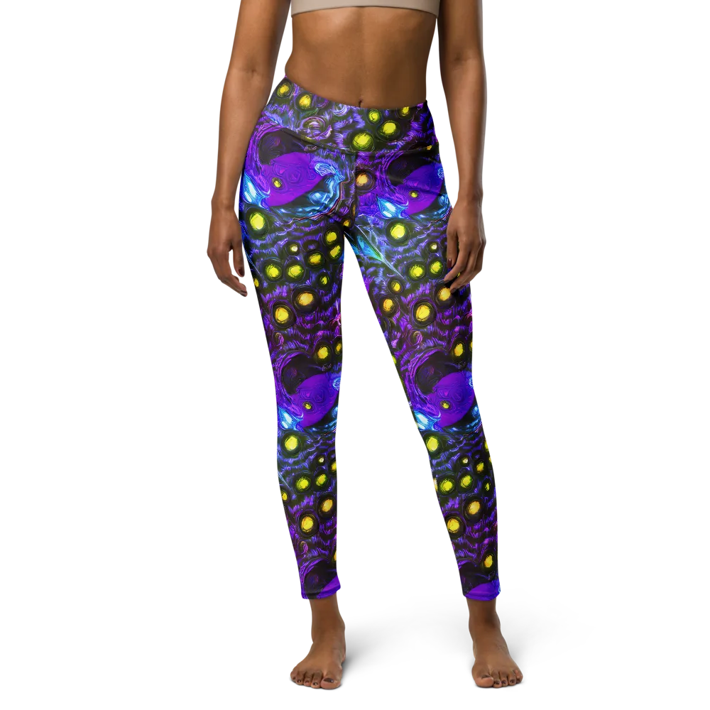 Neon Night Garden on Yoga Leggings — Front