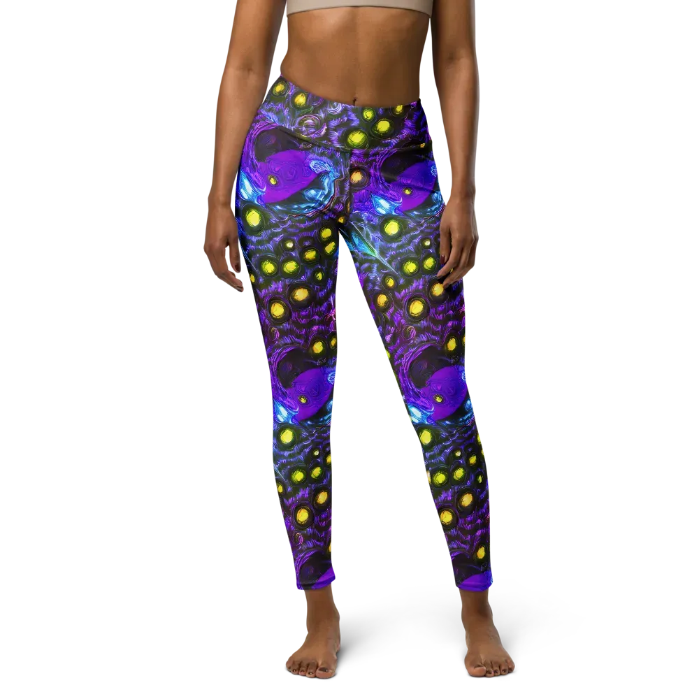 Neon Night Garden on Yoga Leggings — Front