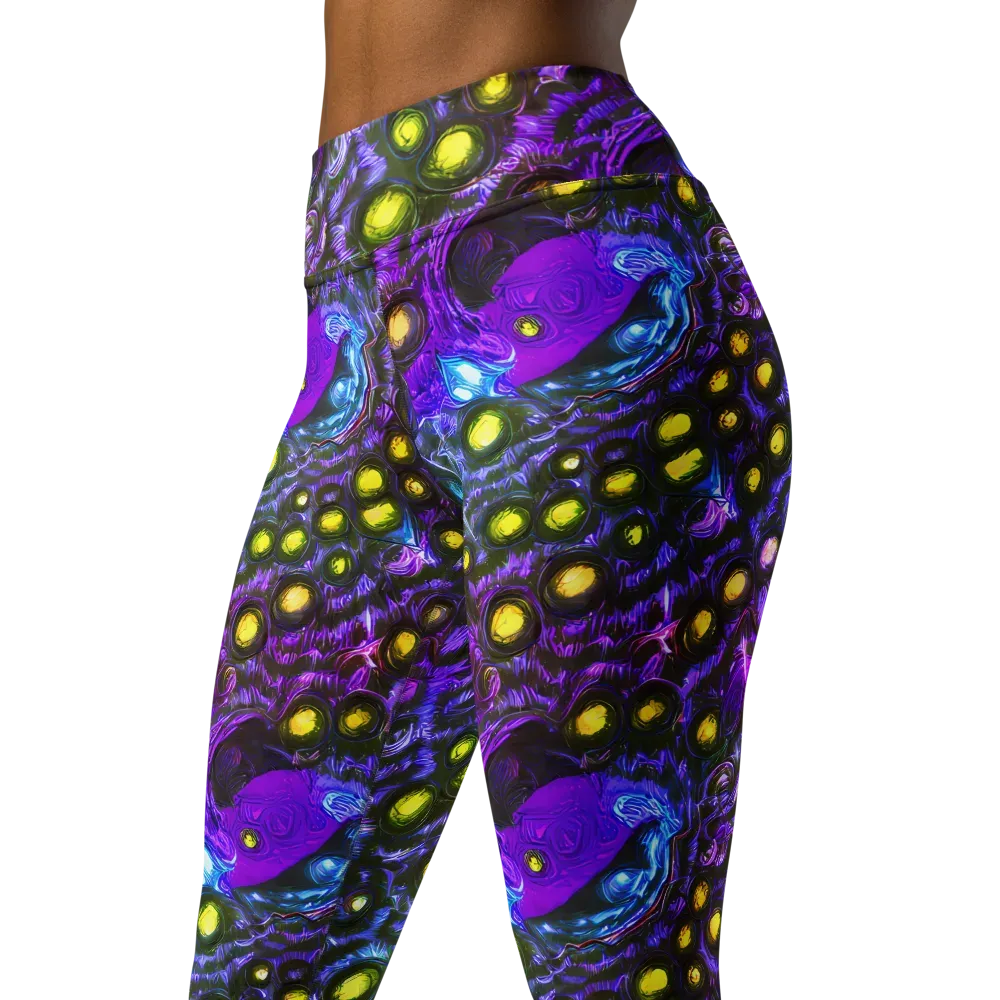 Neon Night Garden on Yoga Leggings — Left Front