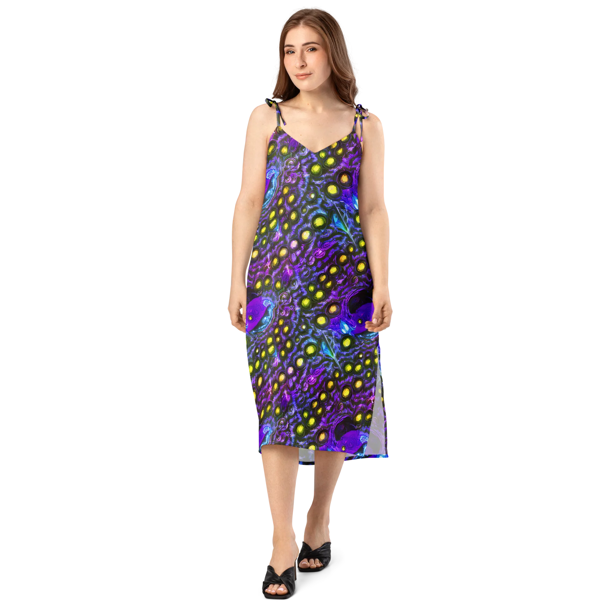 Neon Night Garden on Slip Dress — Front