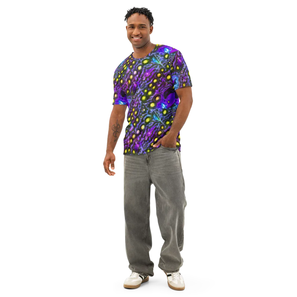 Neon Night Garden on Men's Cotton Crew Neck T-Shirt — Front