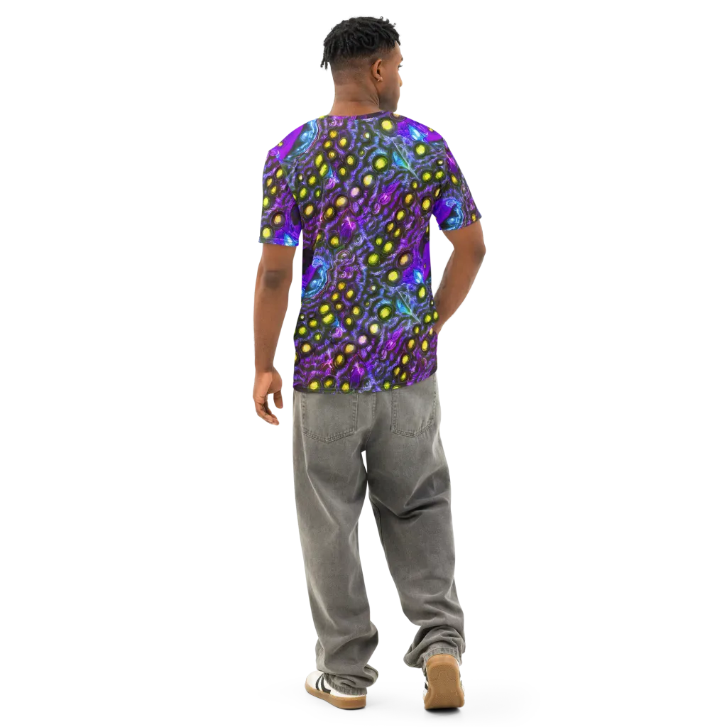 Neon Night Garden on Men's Cotton Crew Neck T-Shirt — Back