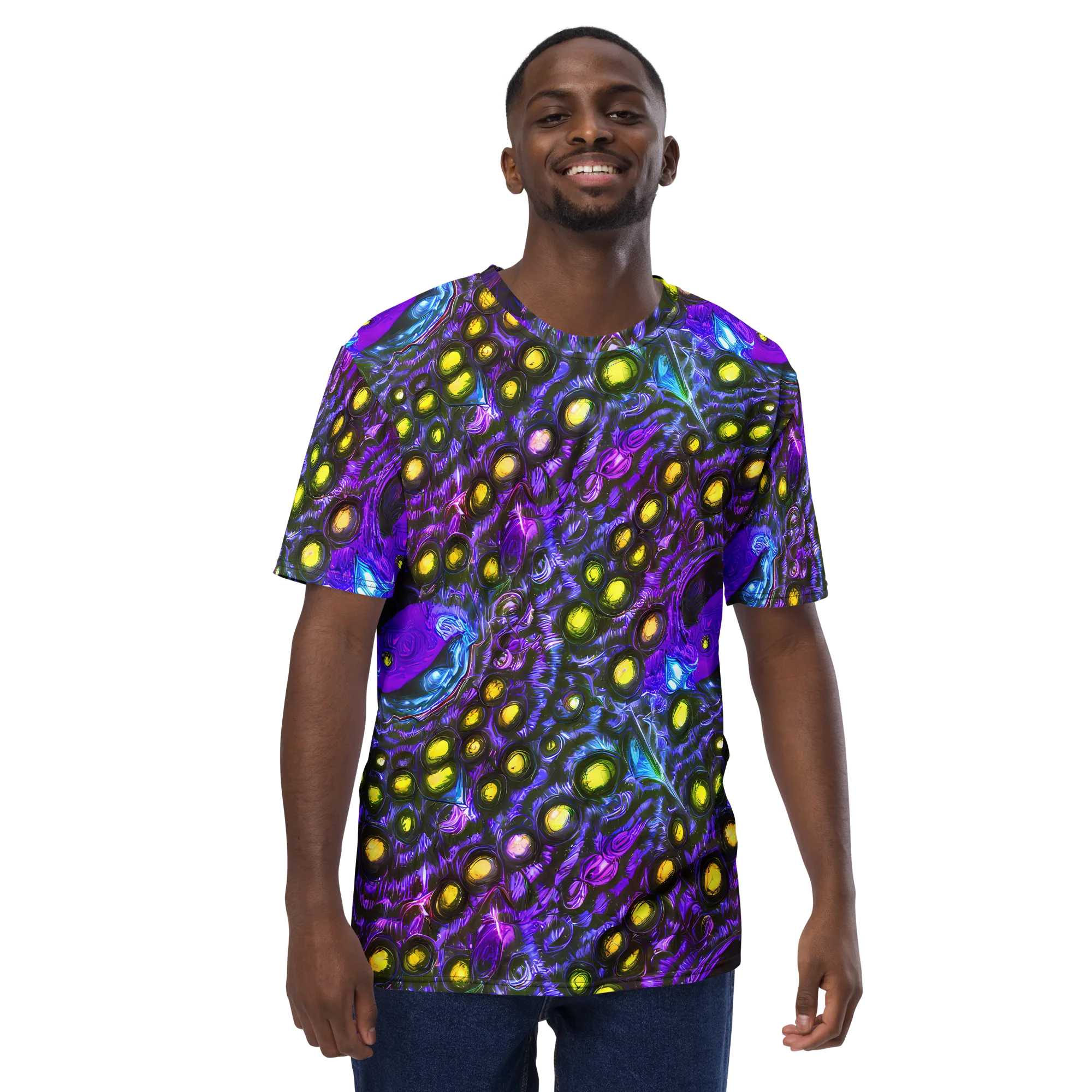Neon Night Garden on Men's Crew Neck T-Shirt — Front